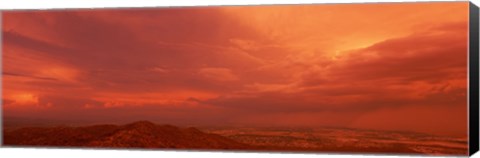 Framed Storm clouds over mountains at sunset, South Mountain Park, Phoenix, Arizona, USA Print