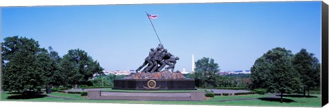 Framed War memorial with Washington Monument in the background, Iwo Jima Memorial, Arlington, Virginia, USA Print