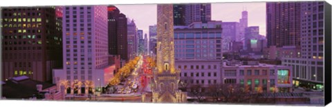 Framed Twilight, Downtown, City Scene, Loop, Chicago, Illinois, USA Print