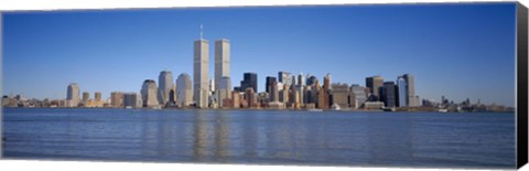 Framed Skyscrapers at the waterfront, World Trade Center, Lower Manhattan, Manhattan, New York City, New York State, USA Print