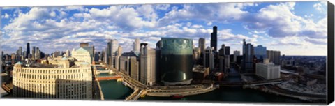 Framed Aerial View of Chicago and river Print