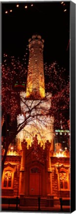 Framed Night, Old Water Tower, Chicago, Illinois, USA Print