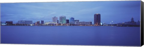 Framed Norfolk, Virginia Skyline at Night Print