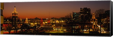 Framed Buildings lit up at night, La Giralda, Kansas City, Missouri, USA Print