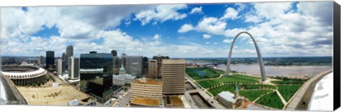 Framed Buildings in a city, Gateway Arch, St. Louis, Missouri, USA Print