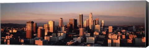 Framed Skyline At Dusk, Los Angeles, California, USA Print