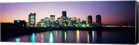 Framed Buildings lit up at dusk, Boston, Suffolk County, Massachusetts, USA Print