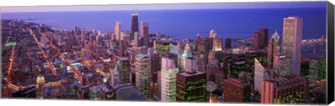 Framed Aerial View of Chicago with Purple Sky Print