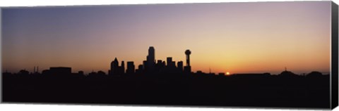 Framed Sunrise Skyline Dallas TX USA Print