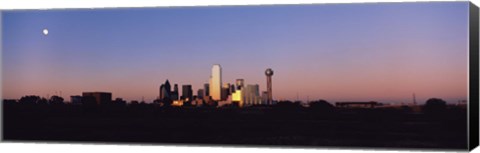 Framed Sunset Skyline Dallas TX USA Print