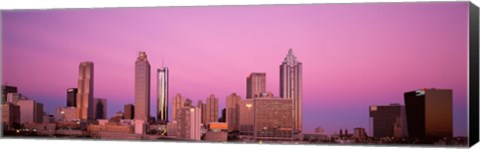 Framed USA, Georgia, Atlanta, Panoramic view of the city at dawn Print