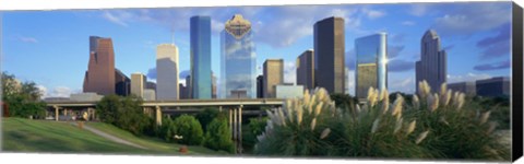 Framed Aerial View of Houston Skyscrapers, Texas Print