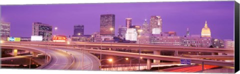 Framed USA, Georgia, Atlanta, Skyline at dusk Print