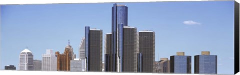 Framed Skyscrapers in a city, Detroit, Wayne County, Michigan, USA Print
