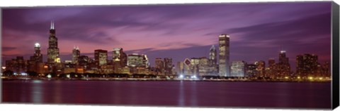 Framed Chicago with Purple Night Sky Print