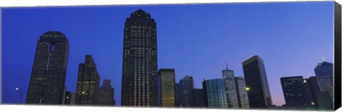 Framed Low angle view of buildings at dusk, Dallas, Texas, USA Print