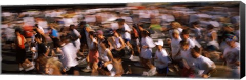 Framed Crowd participating in a marathon race, Bay Bridge, San Francisco, San Francisco County, California, USA Print