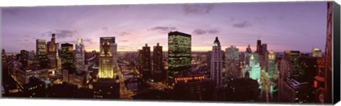 Framed Skyscrapers In A City At Dusk, Chicago, Illinois, USA Print