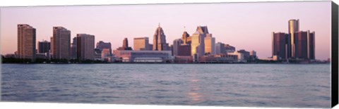 Framed Detroit Skyline with Water Print