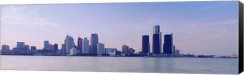 Framed Buildings along waterfront, Detroit, Michigan, USA Print