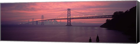 Framed Bridge across a sea, Bay Bridge, San Francisco, California, USA Print