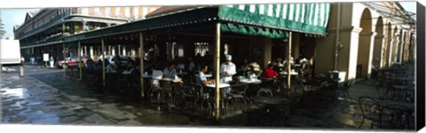 Framed Tourists at a coffee shop, Cafe Du Monde, Decatur Street, French Quarter, New Orleans, Louisiana, USA Print