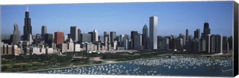 Framed Chicago Skyline with Water Print