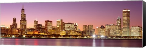 Framed Dusk Skyline Chicago IL USA Print