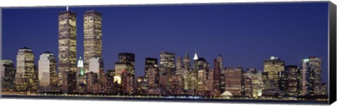 Framed Skyline with World Trade Center at Night Print