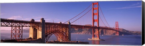 Framed Suspension bridge at dusk, Golden Gate Bridge, San Francisco, Marin County, California, USA Print