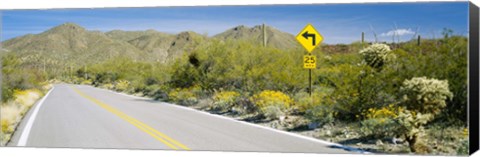 Framed Directional signboard at the roadside, McCain Loop Road, Tucson Mountain Park, Tucson, Arizona, USA Print