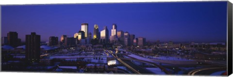 Framed Skyscrapers at dusk, Minneapolis, Minnesota, USA Print