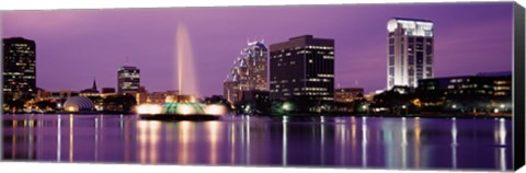 Framed View Of A City Skyline At Night, Orlando, Florida, USA Print