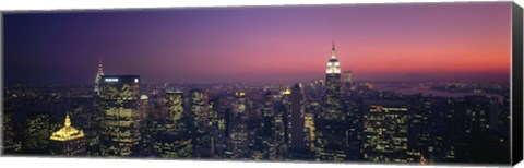 Framed Twilight, Aerial, NYC, New York City, New York State, USA Print