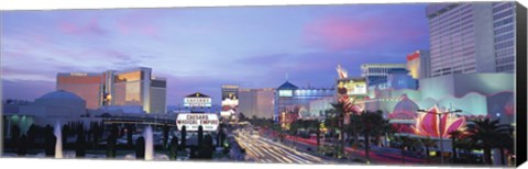 Framed Dark Blue Sky with Pink Coulds Over Las Vegas Print