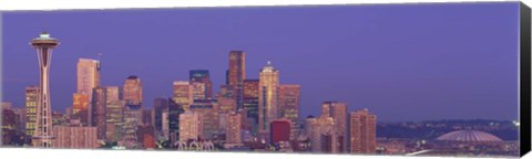 Framed USA, Washington, Seattle, cityscape at twilight Print