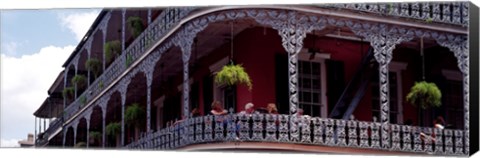 Framed People sitting in a balcony, French Quarter, New Orleans, Louisiana, USA Print