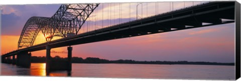 Framed Sunset, Hernandez Desoto Bridge And Mississippi River, Memphis, Tennessee, USA Print