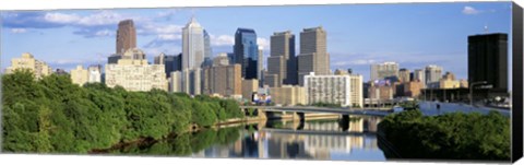 Framed Daytime View of Philadelphia with Clouds Print