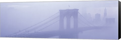 Framed Brooklyn Bridge in the fog Print