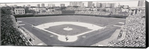 Framed Wrigley Field in black and white, USA, Illinois, Chicago Print