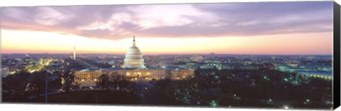 Framed Twilight, Capitol Building, Washington DC, District Of Columbia, USA Print