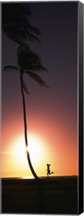 Framed Runner on Magic Island, Hawaii (vertical) Print