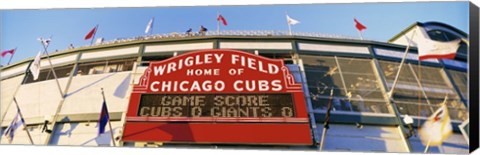 Framed Red score board outside Wrigley Field,USA, Illinois, Chicago Print