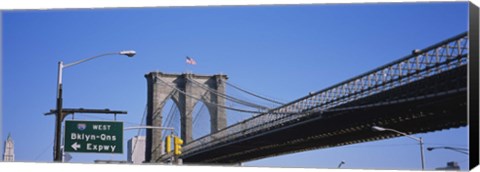 Framed Low angle view of a bridge, Brooklyn Bridge, Manhattan, New York City, New York State, USA Print