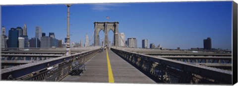 Framed Bench on a bridge, Brooklyn Bridge, Manhattan, New York City, New York State, USA Print