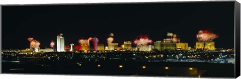 Framed Distant View of Buildings Lit Up At Night, Las Vegas, Nevada, USA Print