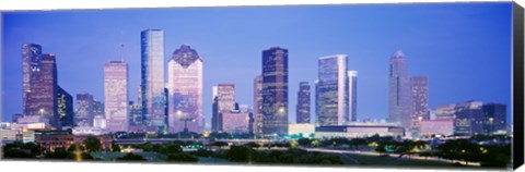 Framed Houston Skyline Lit Up, Texas Print