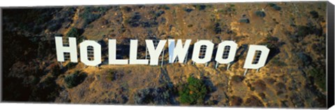 Framed USA, California, Los Angeles, Aerial view of Hollywood Sign at Hollywood Hills Print