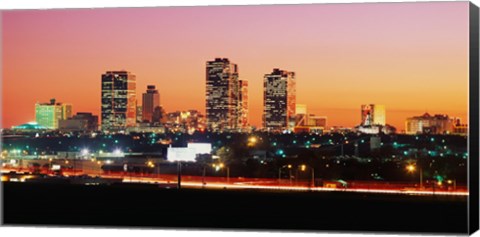 Framed Fort Worth at dusk, Texas Print